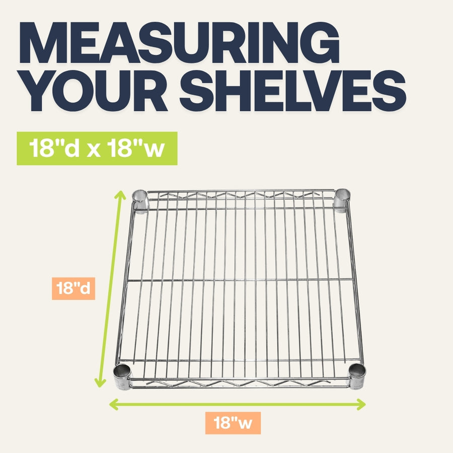 18"d x 18"w Chrome Wire Shelving w/ 5 Shelves