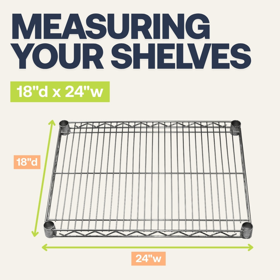 18"d x 24"w Chrome Wire Shelving w/ 5 Shelves