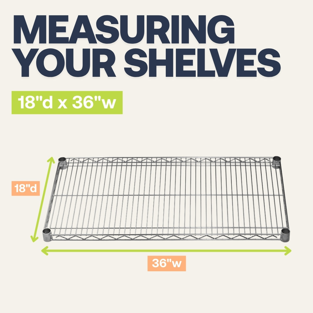 18"d x 36"w Chrome Wire Shelving w/ 5 Shelves