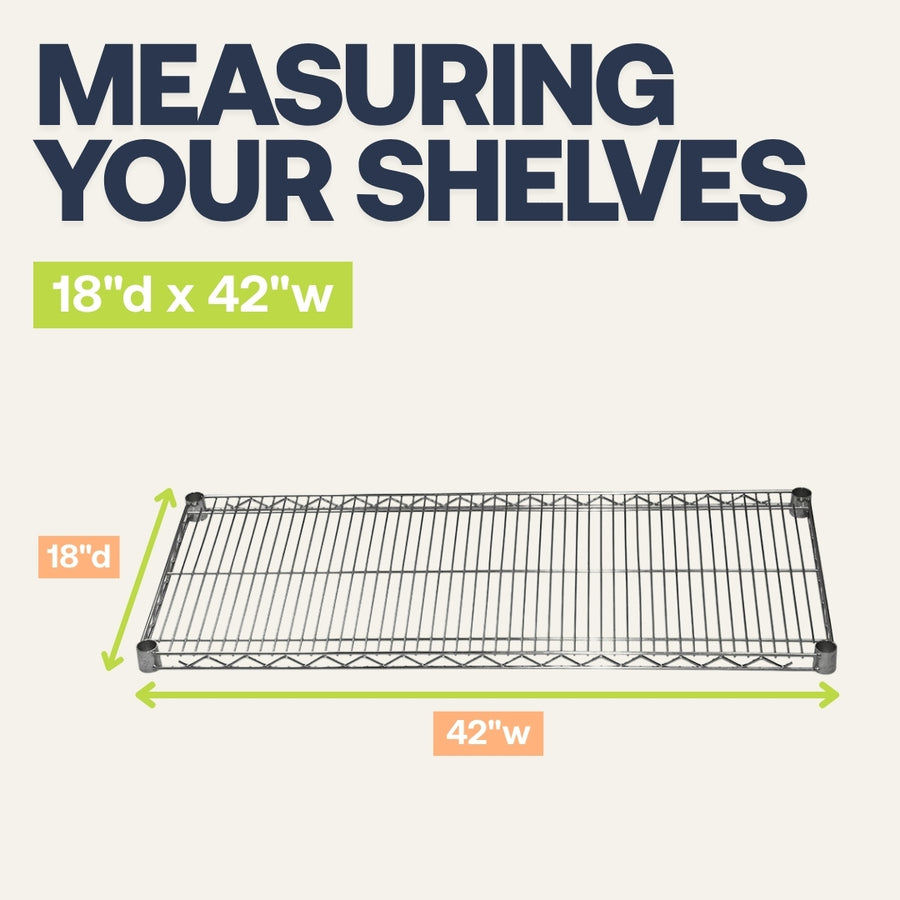 18"d x 42"w Chrome Wire Shelving w/ 5 Shelves