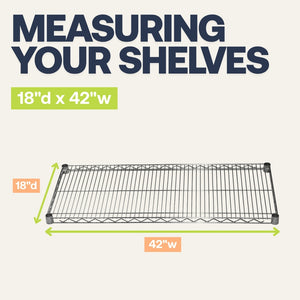 18"d x 42"w Chrome Wire Shelving w/ 5 Shelves