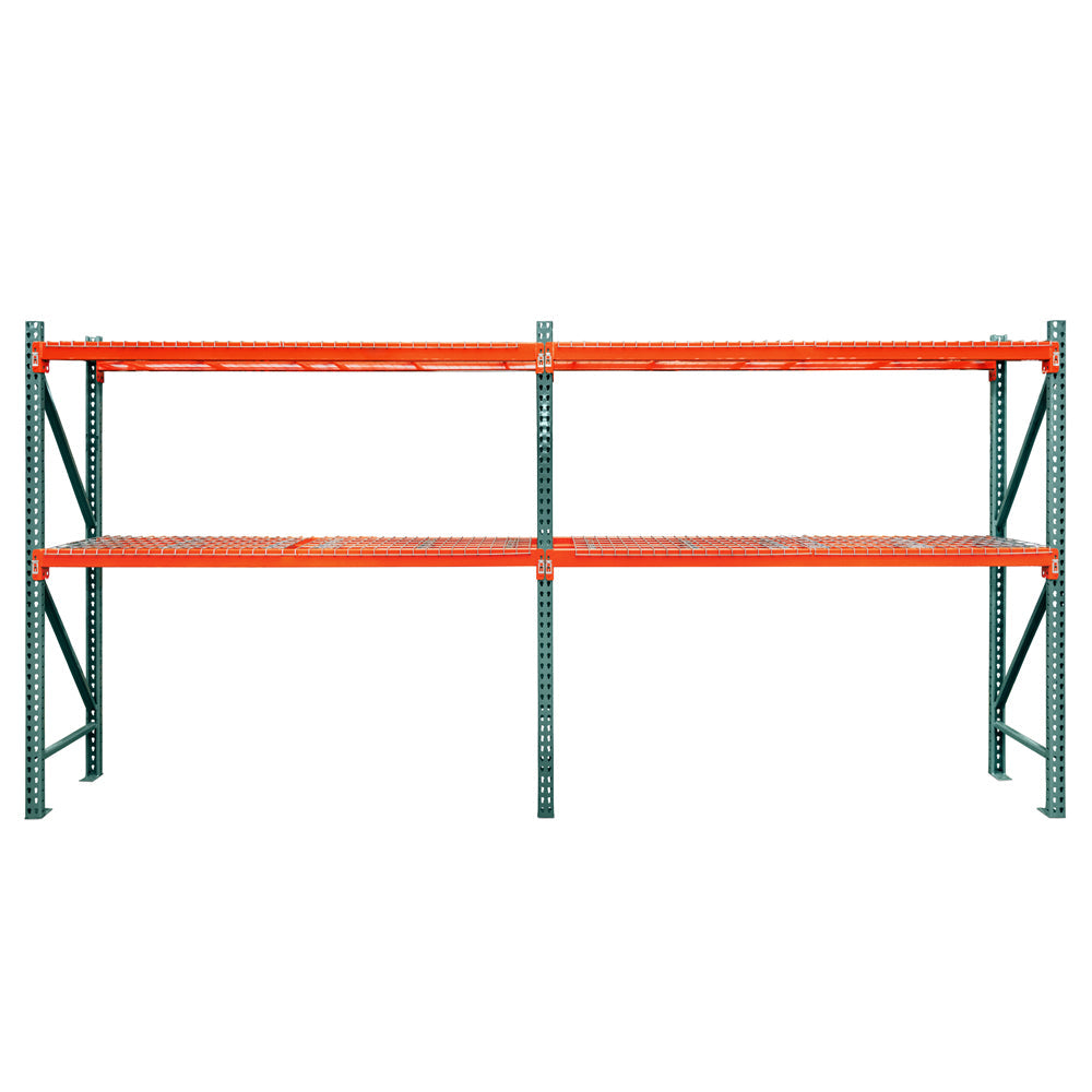 2-Tier Teardrop Pallet Rack Add-On Units w/ Wire Decking - 36"d x 72"h