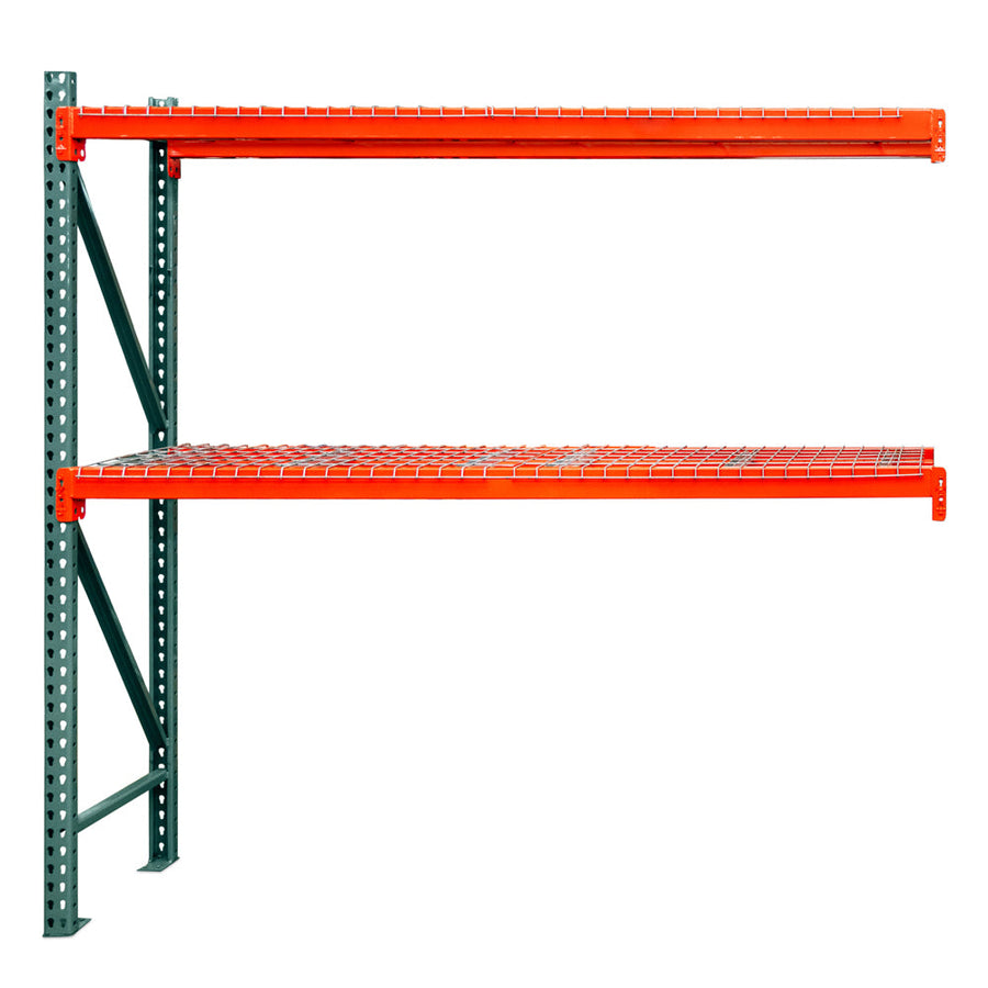 2-Tier Teardrop Pallet Rack Add-On Units w/ Wire Decking - 48"d x 96"h