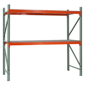 2-Tier Teardrop Pallet Rack Starter Units w/ Wire Decking - 48"d x 96"h