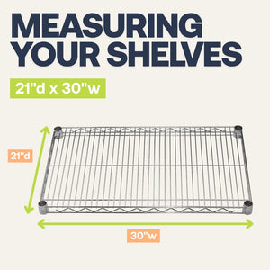 21"d x 30"w Chrome Wire Shelving w/ 4 Shelves