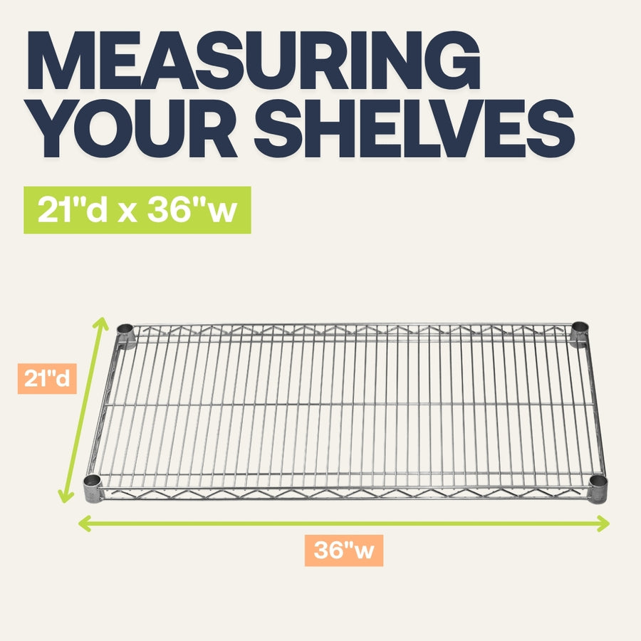 21"d x 36"w Chrome Wire Shelving w/ 5 Shelves