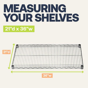 21"d x 36"w Chrome Wire Shelving w/ 5 Shelves