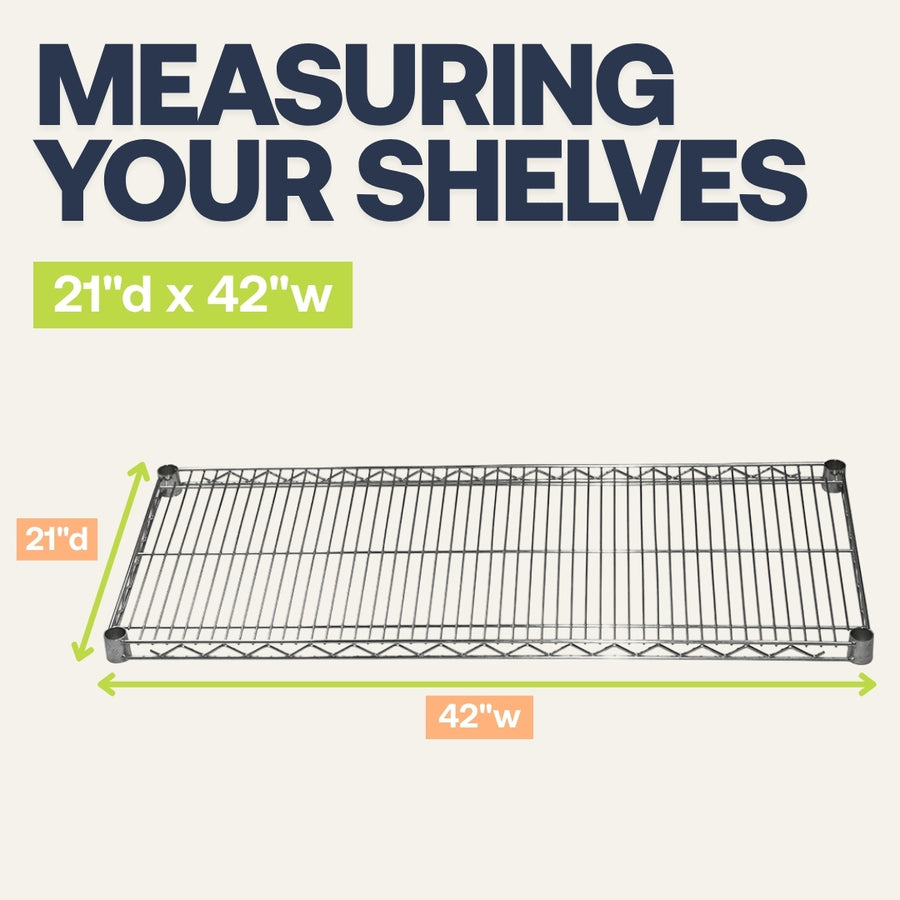 21"d x 42"w Chrome Wire Shelving w/ 4 Shelves
