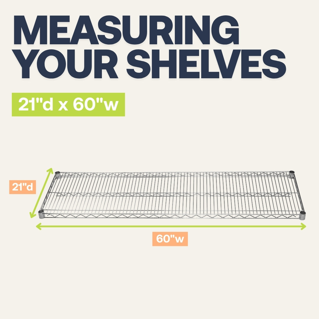 21"d x 60"w Chrome Wire Shelving w/ 4 Shelves
