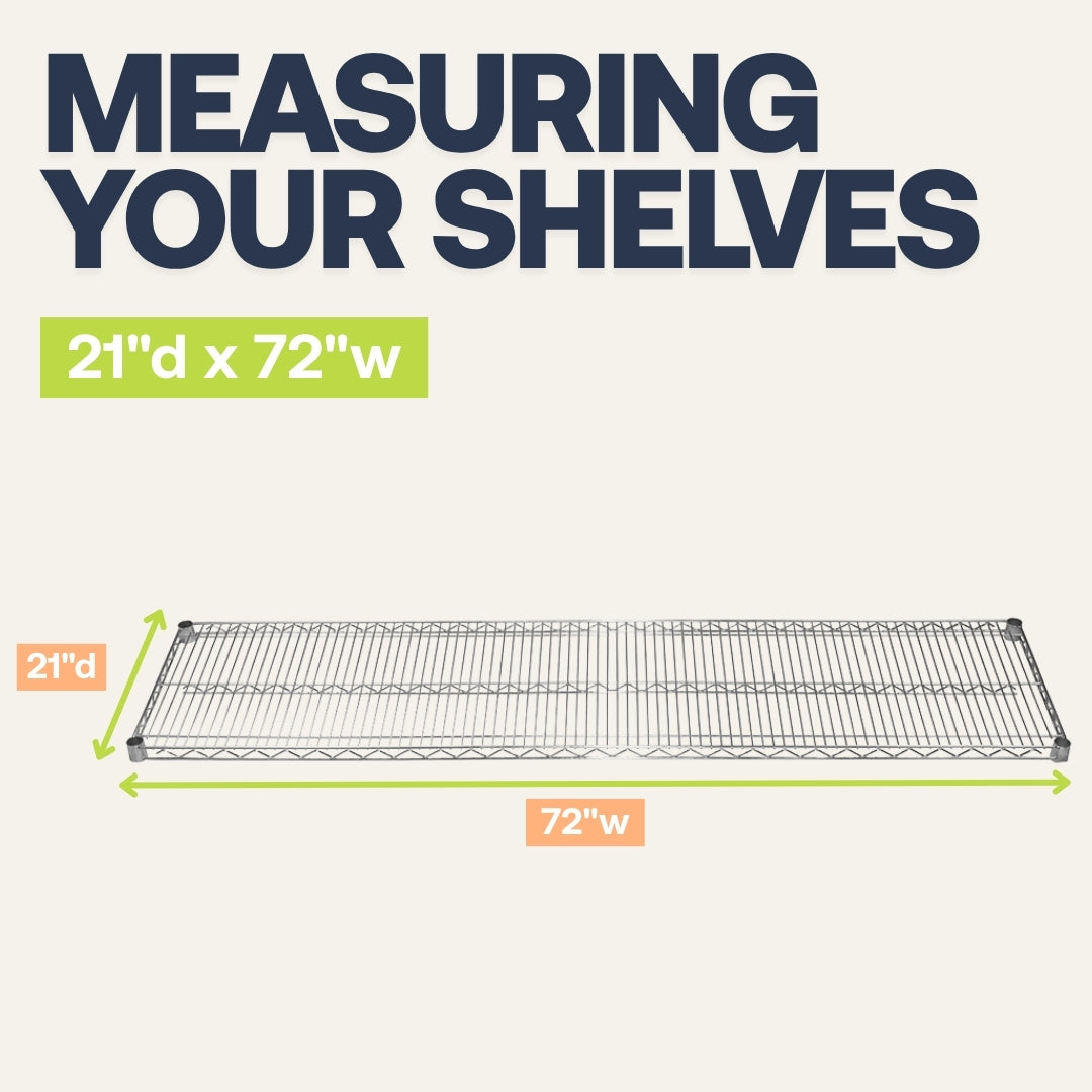 21"d x 72"w Chrome Wire Shelving w/ 4 Shelves