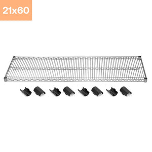 21"d x 60"w Chrome Wire Shelving w/ 4 Shelves