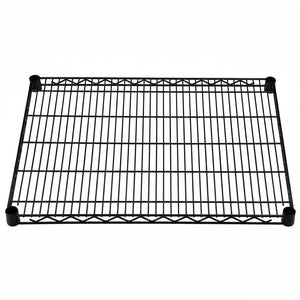 24-inch deep black epoxy wire shelf adds durable, rust-resistant storage to basements, garages, and other home spaces.