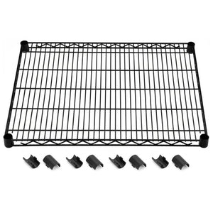 24"d Black Wire Shelves with Shelf Clips