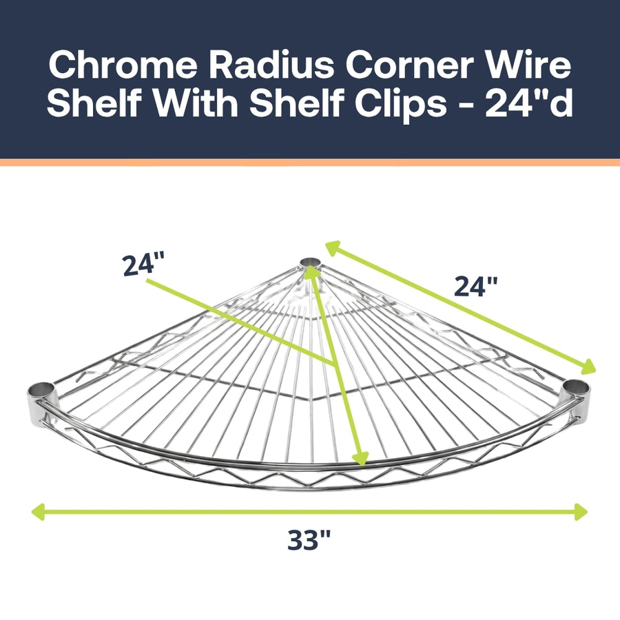 Chrome Radius Corner Wire Shelves with Shelf Clips