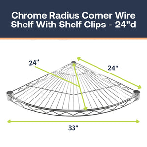 Chrome Radius Corner Wire Shelves with Shelf Clips