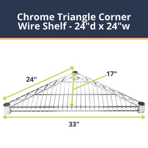 Chrome Triangle Corner Wire Shelves with Shelf Clips