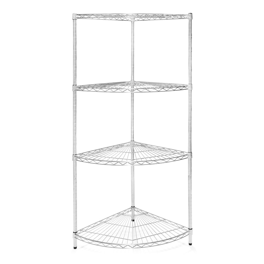 24"d Chrome Wire Radius Corner Unit w/ 4 Shelves