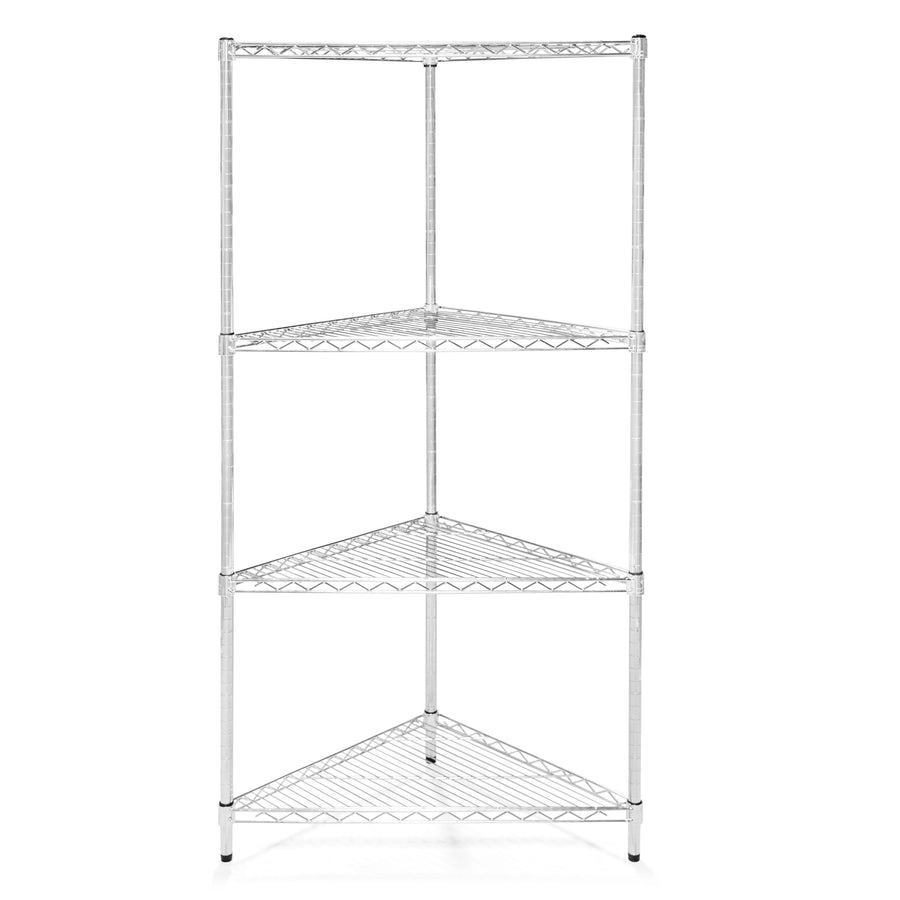 24"d Chrome Wire Triangle Corner Unit w/ 4 Shelves