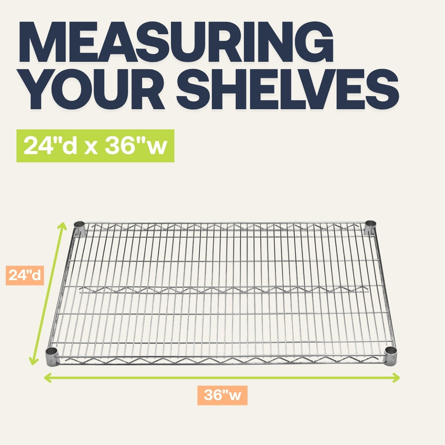 24"d x 36"w Chrome Wire Shelving w/ 5 Shelves