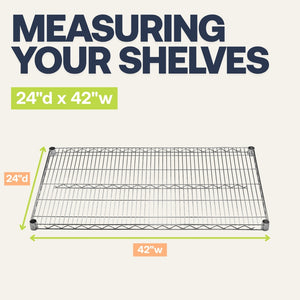 24"d x 42"w Chrome Wire Shelving w/ 4 Shelves