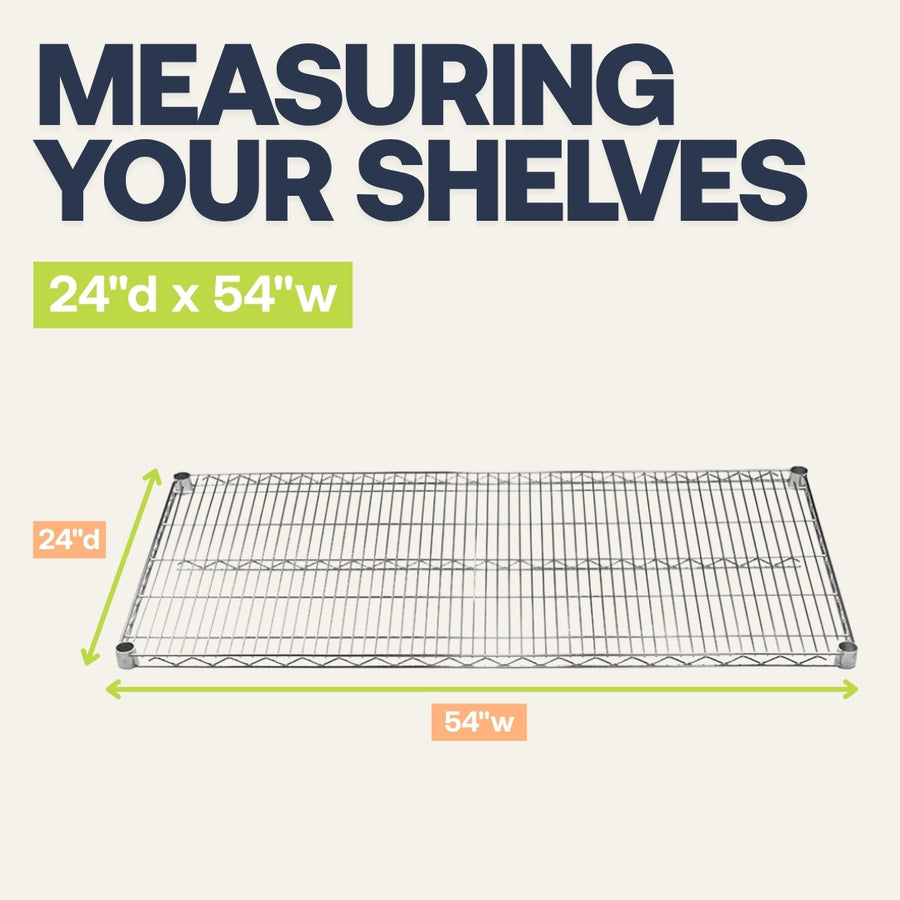 24"d x 54"w Chrome Wire Shelving w/ 5 Shelves