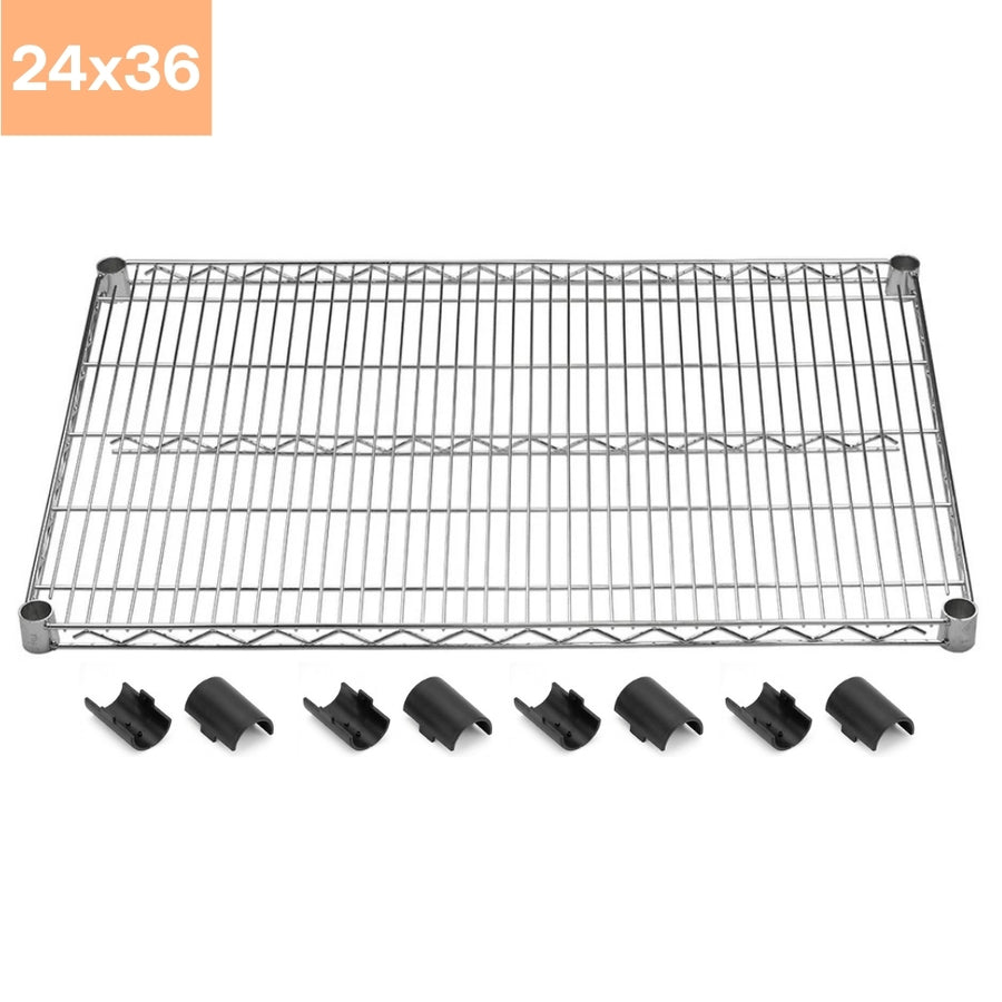 24"d Chrome Wire Shelves with Shelf Clips