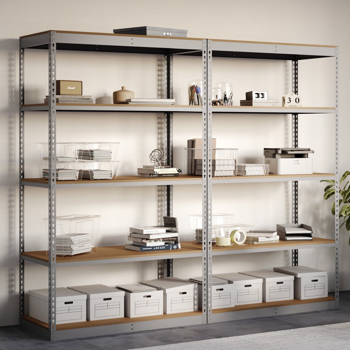 Lyon 24"d 5-Shelf Light-Duty Boltless Shelving Add-On Units - Gray