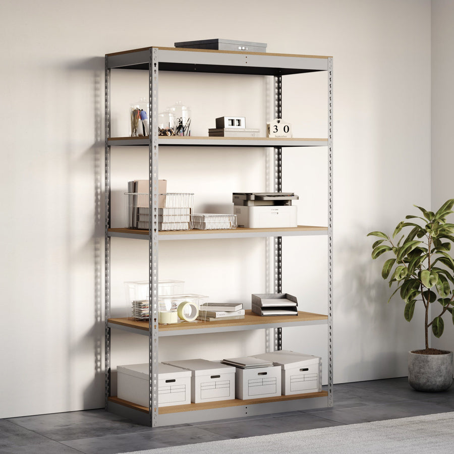 Lyon 24"d 5-Shelf Light-Duty Boltless Shelving Starter Units - Gray