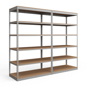 Lyon 24"d 6-Shelf Light-Duty Boltless Shelving Add-On Units - Gray