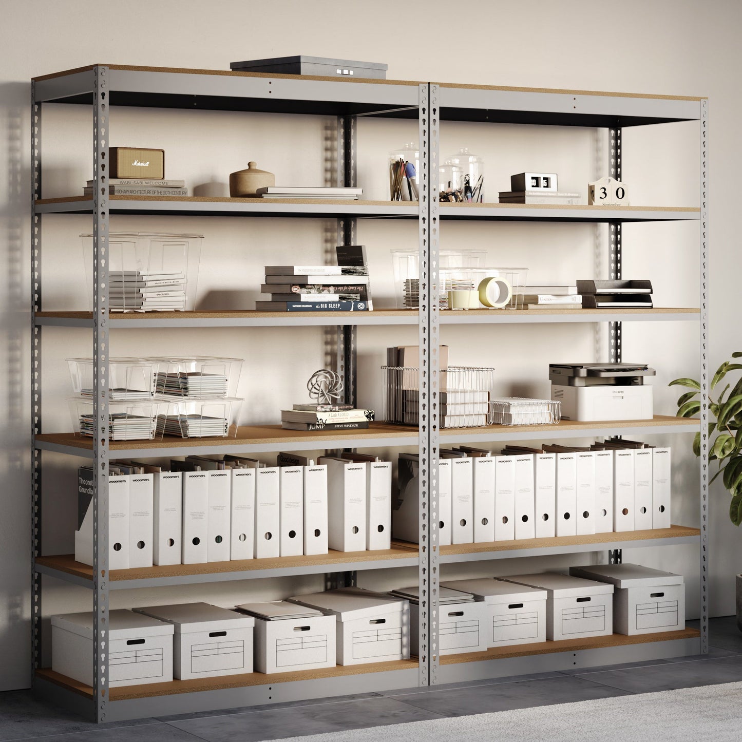 Lyon 24"d 6-Shelf Light-Duty Boltless Shelving Add-On Units - Gray