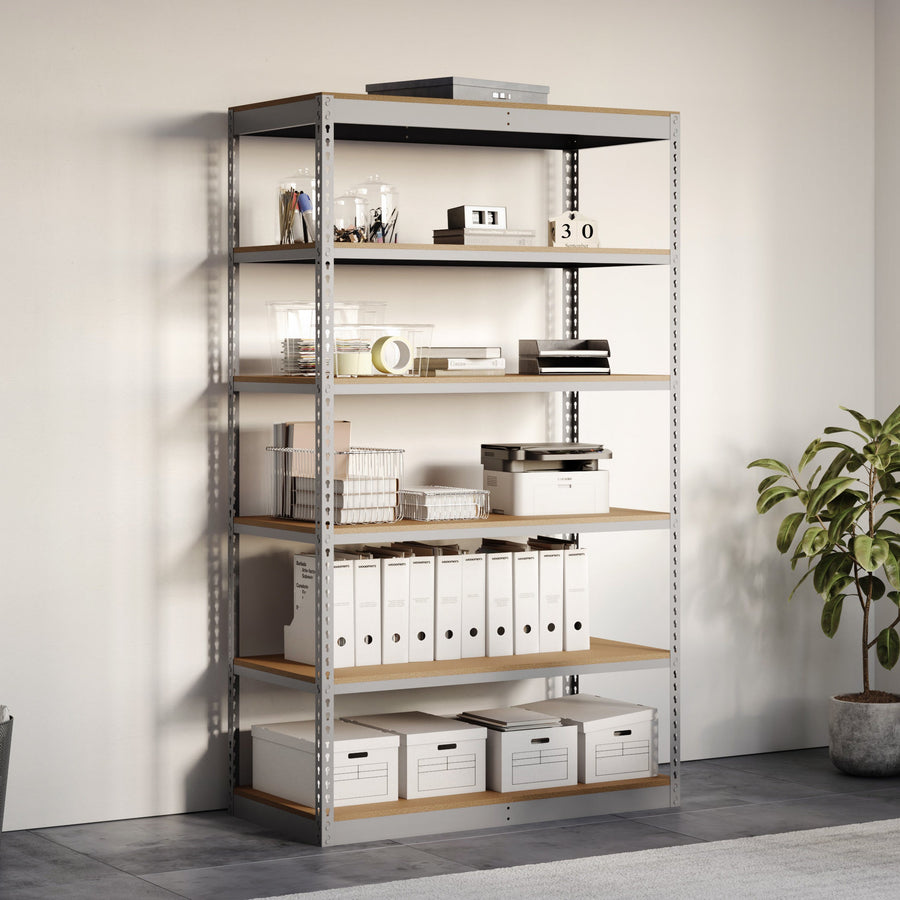 Lyon 24"d 6-Shelf Light-Duty Boltless Shelving Starter Units - Gray