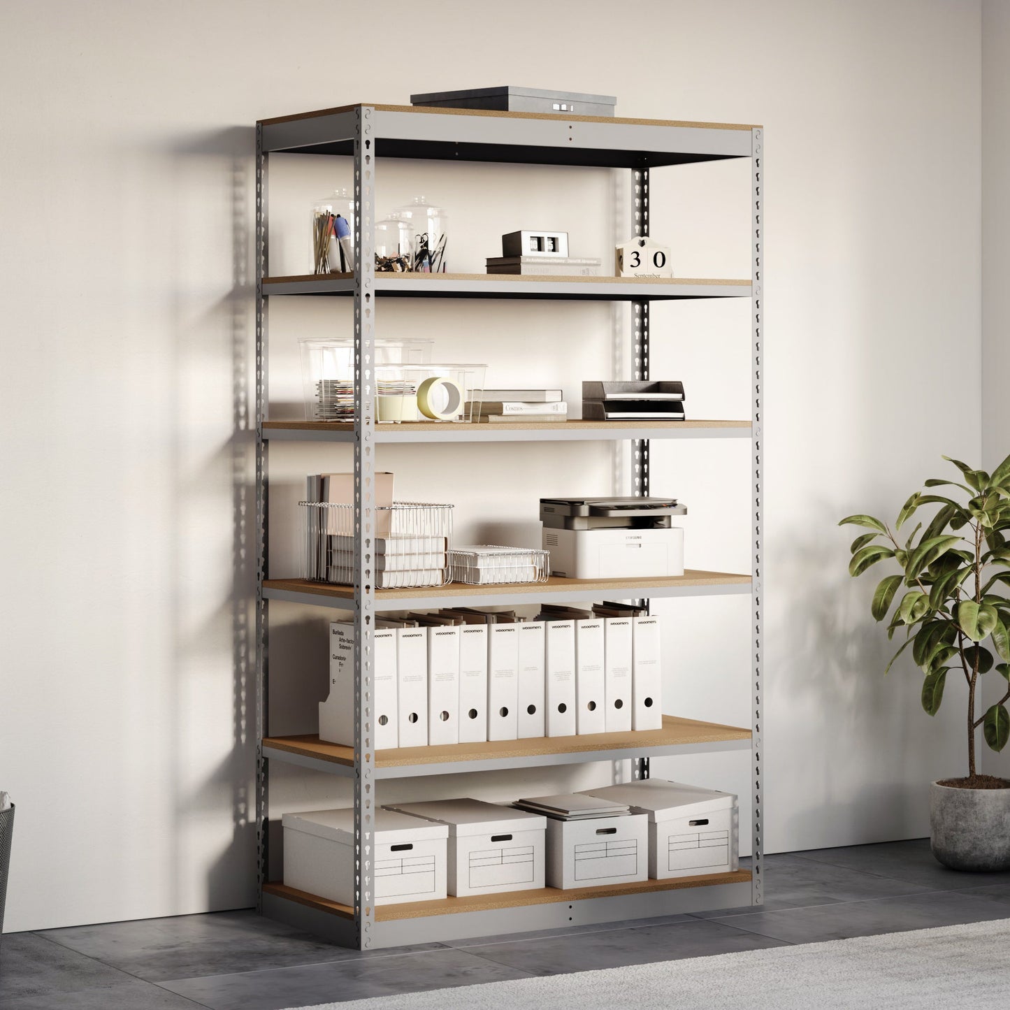 Lyon 24"d 6-Shelf Light-Duty Boltless Shelving Starter Units - Gray