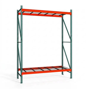 2-Tier Teardrop Pallet Rack Starter Units w/ Wire Decking - Heavy Duty - 36"d x 144"h