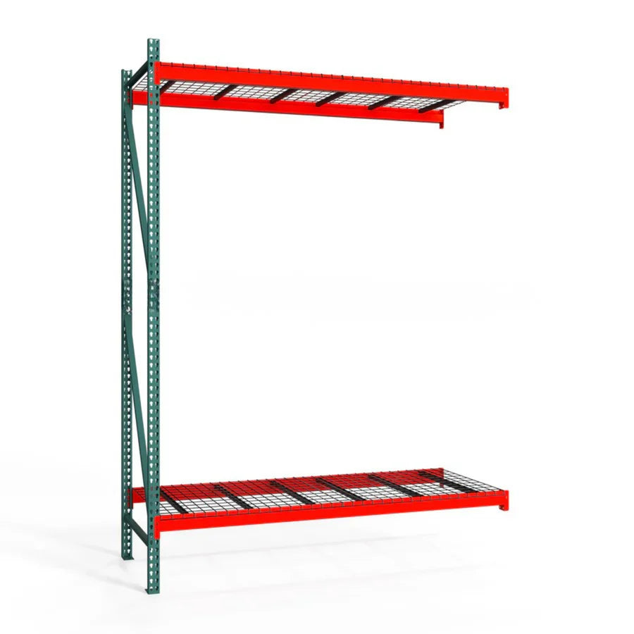 2-Tier Teardrop Pallet Rack Add-On Units w/ Wire Decking - Heavy Duty - 42"d x 144"h