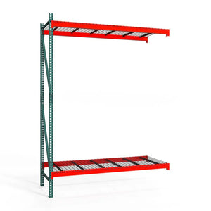 2-Tier Teardrop Pallet Rack Add-On Units w/ Wire Decking - Heavy Duty - 42"d x 144"h