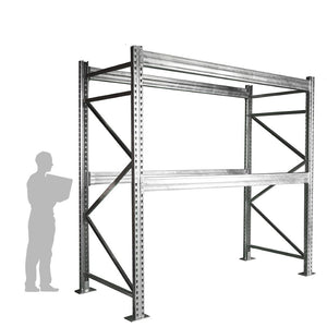 2-Tier Galvanized Teardrop Pallet Rack Starter Units - 48"d x 120"h