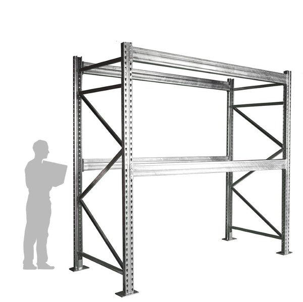 2-Tier Galvanized Teardrop Pallet Rack Starter Units - 48
