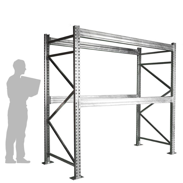 2-Tier Galvanized Teardrop Pallet Rack Starter Units - 42
