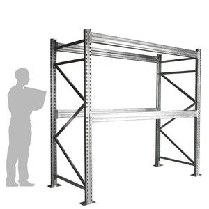 2-Tier Galvanized Teardrop Pallet Rack Starter Units - 48"d x 96"h