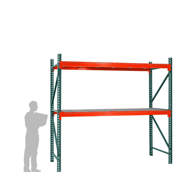 2-Tier Teardrop Pallet Rack Starter Units w/ Wire Decking - 48