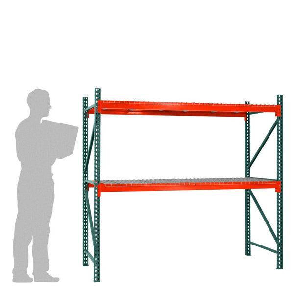 2-Tier Teardrop Pallet Rack Starter Units w/ Wire Decking - 24