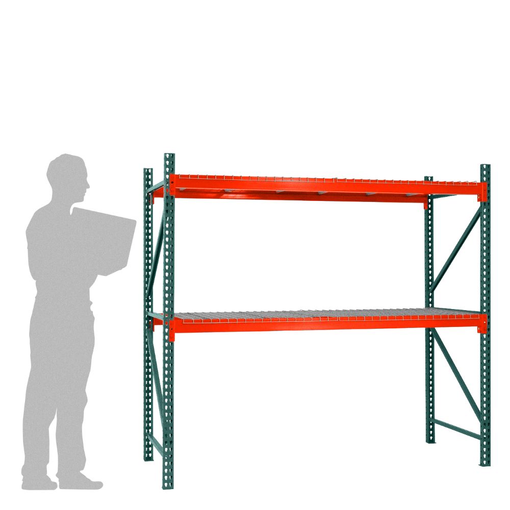 2-Tier Teardrop Pallet Rack Starter Units w/ Wire Decking - 24"d x 72"h