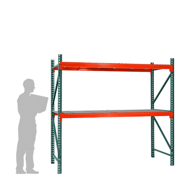 2-Tier Teardrop Pallet Rack Starter Units w/ Wire Decking - 36
