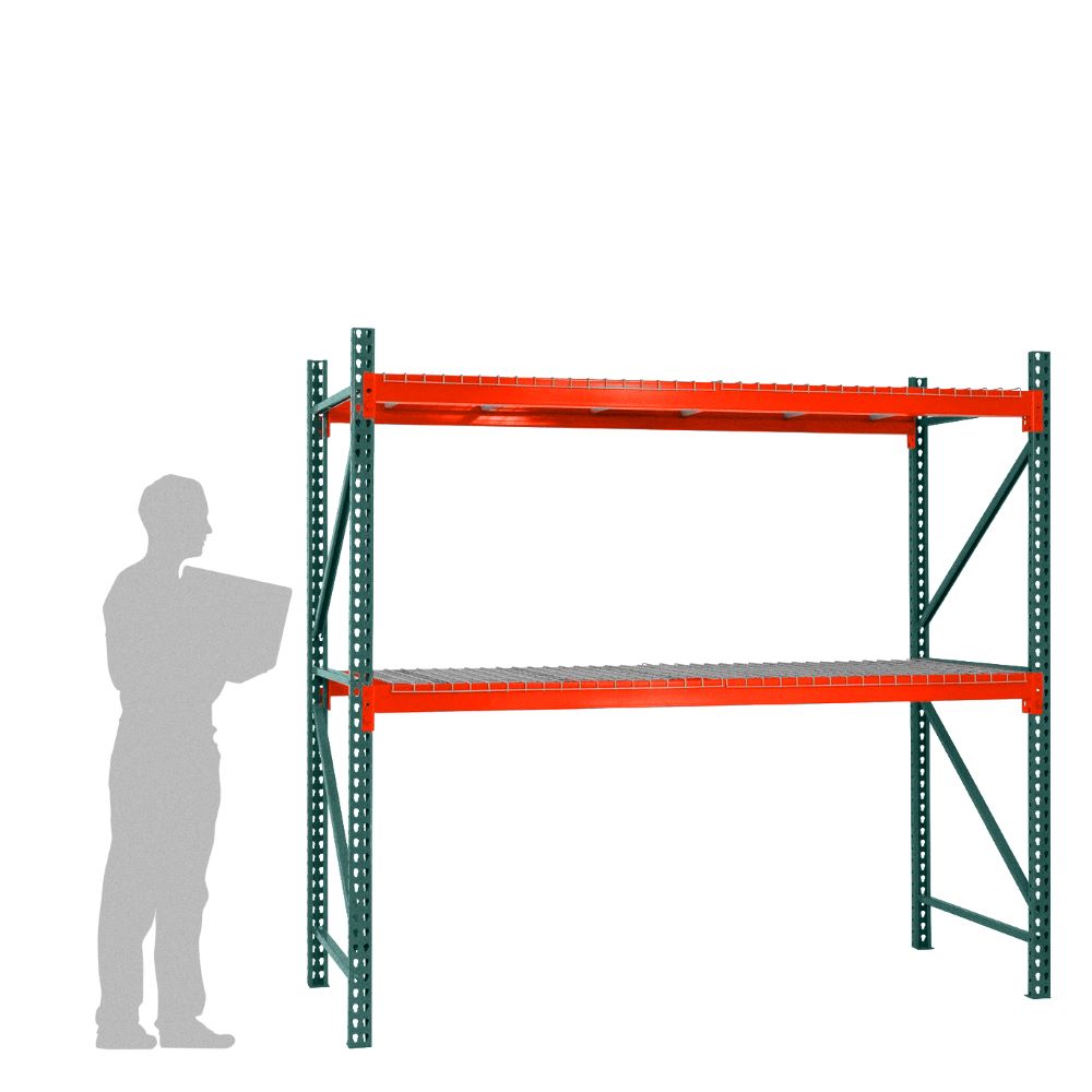 2-Tier Teardrop Pallet Rack Starter Units w/ Wire Decking - 36"d x 96"h