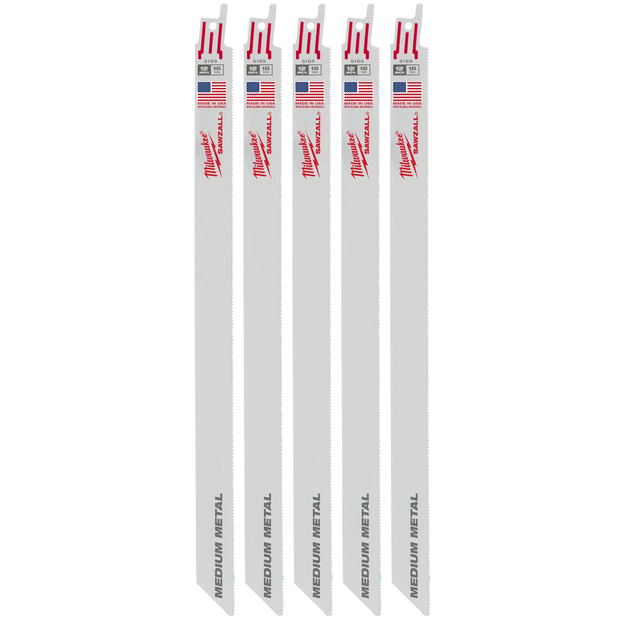 Milwaukee 12" 18 TPI SAWZALL Blade for Medium Metal (5 PK) (48-00-5189)