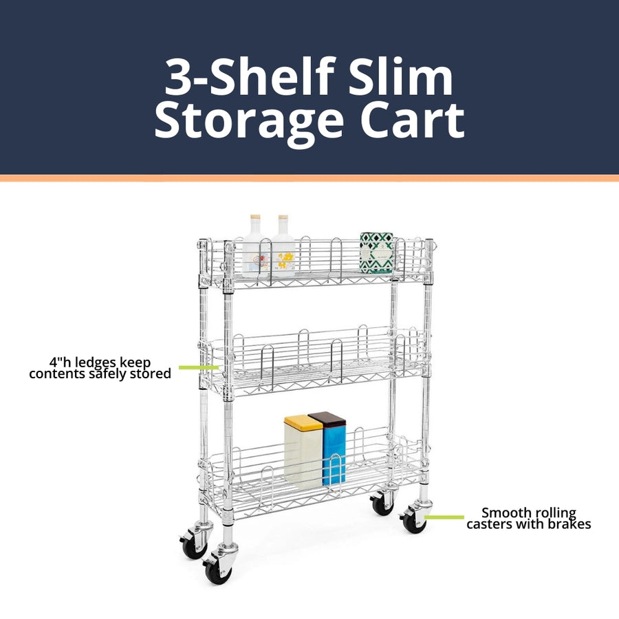 3-Shelf Slim Storage Cart