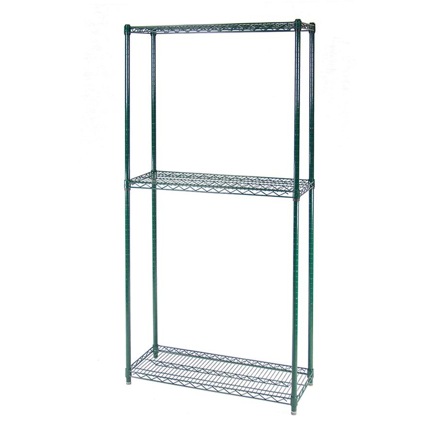 24"d 3-Tier Green Wire Shelving