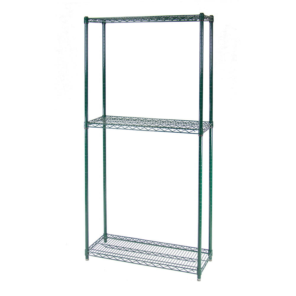 24"d 3-Tier Green Wire Shelving
