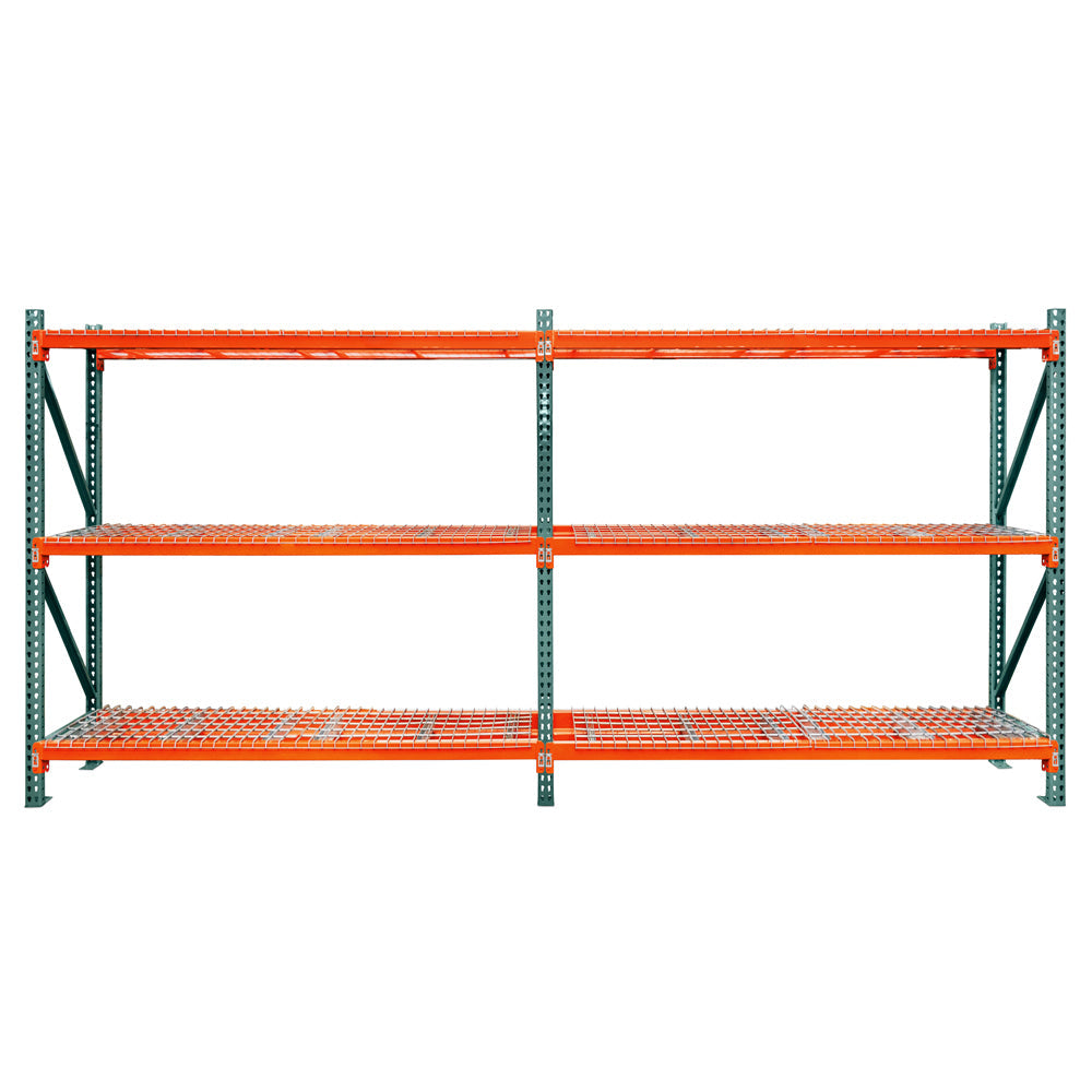 3-Tier Teardrop Pallet Rack Add-On Units w/ Wire Decking - Standard Duty - 48"d x 144"h
