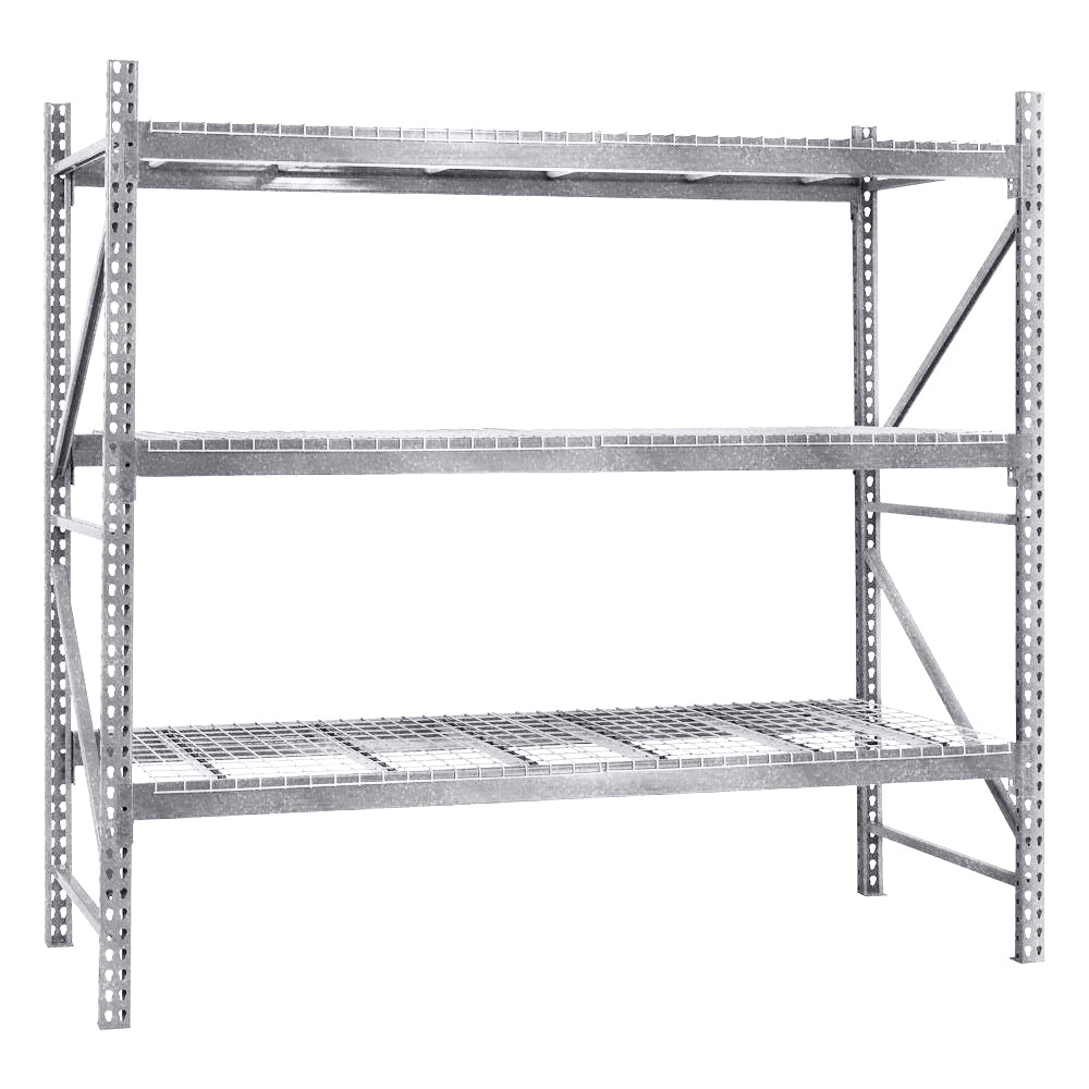 3-Tier Galvanized Teardrop Pallet Rack Starter Units w/ Wire Decking - 48"d x 144"h